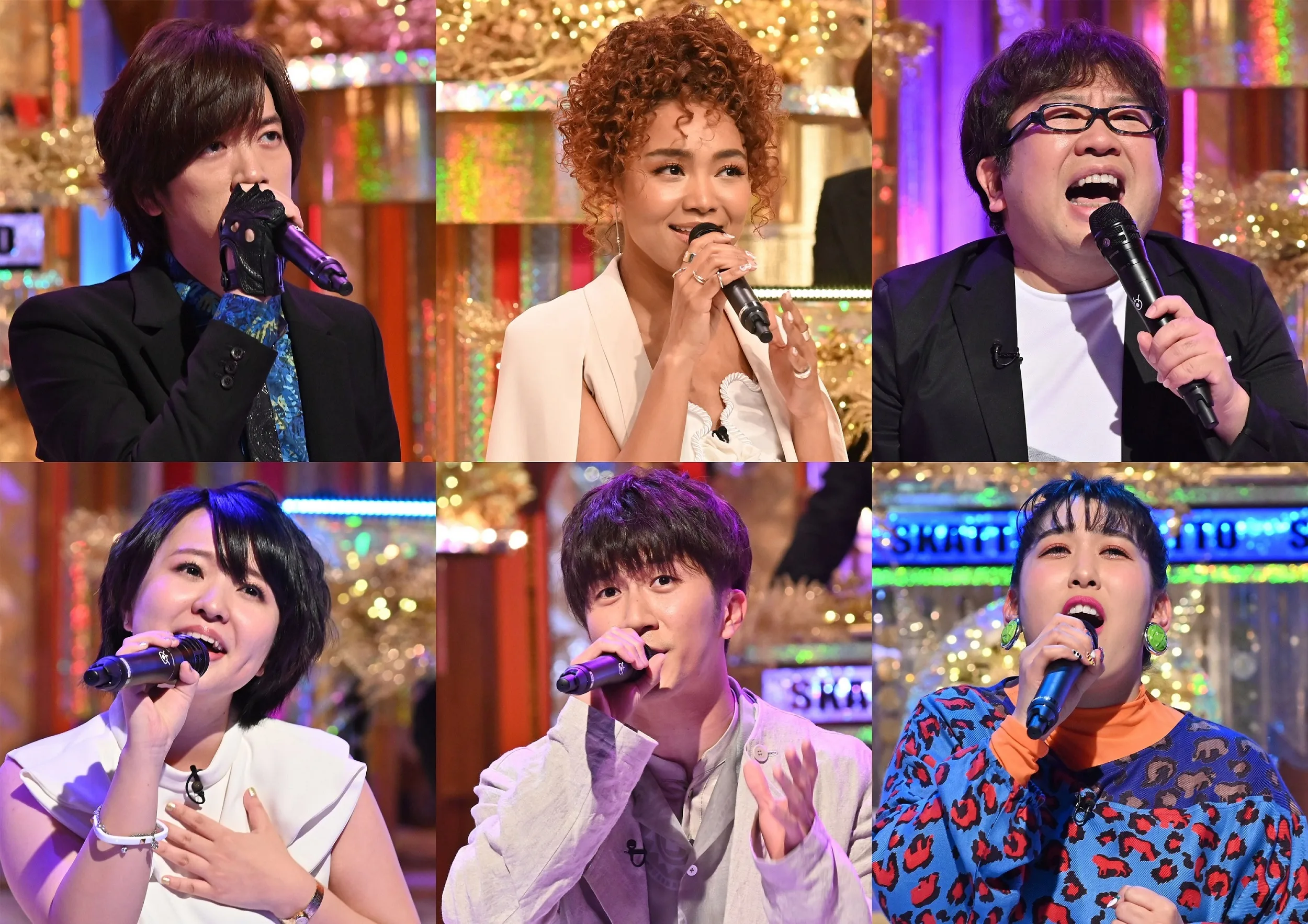 『スカッとカラオケ！日本の名曲VS最新曲SP』の（上段左から）DAIGO、Crystal Kay、天野ひろゆき（下段左から）さくらまや、濵田崇裕、ゆめっち