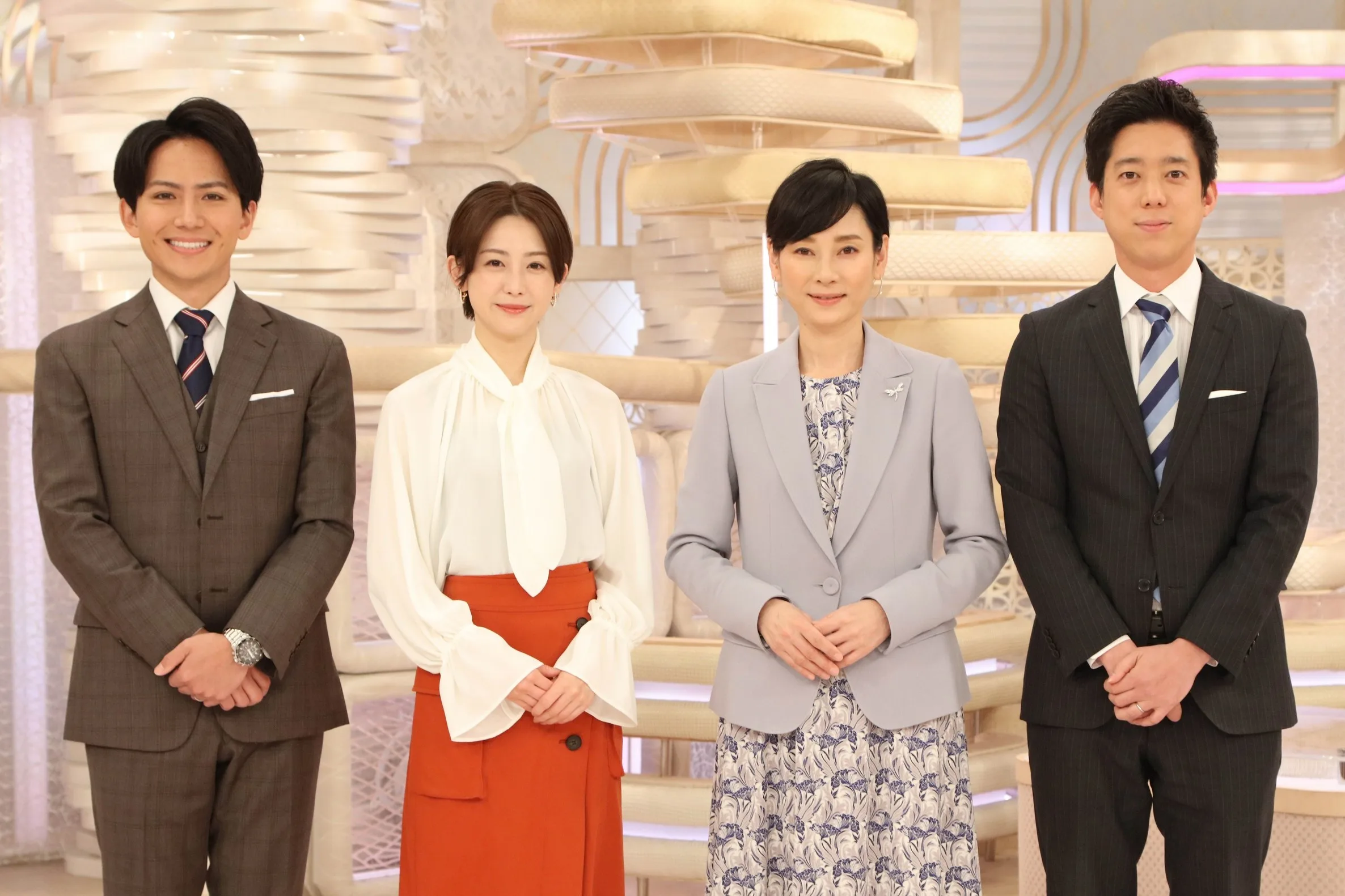 『FNN Live News days』の（左から）安宅晃樹、宮司愛海、島田彩夏、立本信吾（すべてフジテレビアナウンサー）