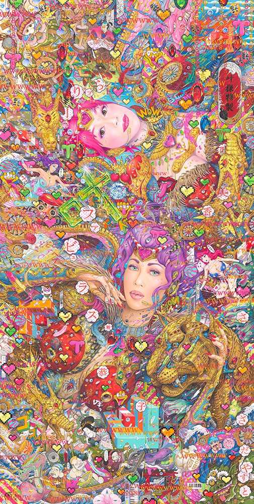 叶恭子さんの自画像アート作品 『Violet Love』 - 絵画/タペストリ